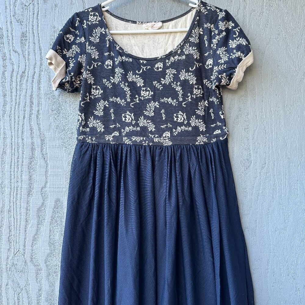 Anthropologie Dress Blue Everleigh Veris Tulle